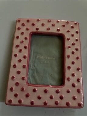 Pink Ceramic Polka Dot Picture Frame - Brand Unspecified